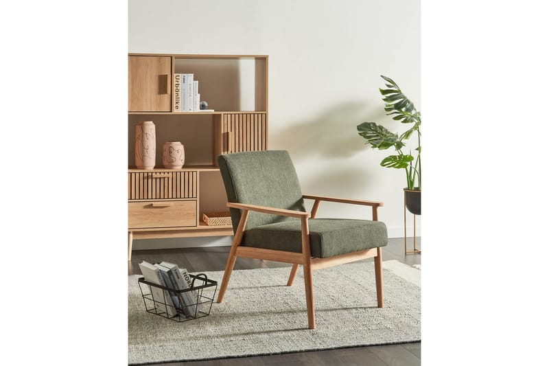 Fåtölj Esrum Grönt/ljust trä, Polyester - Grönt/ljust trä, Polyester - Möbler - Stolar & fåtöljer - Fåtölj