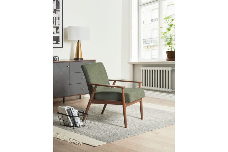 Fåtölj Esrum Grönt/mörkt trä, Polyester - Grönt/mörkt trä, Polyester - Möbler - Stolar & fåtöljer - Fåtölj