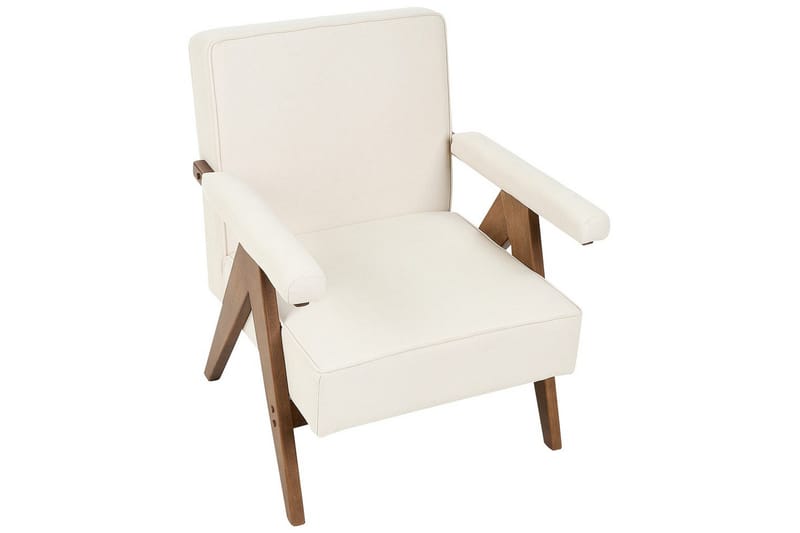 Fåtölj Evje - Beige, mörkt trä - Möbler - Stolar & fåtöljer - Fåtölj