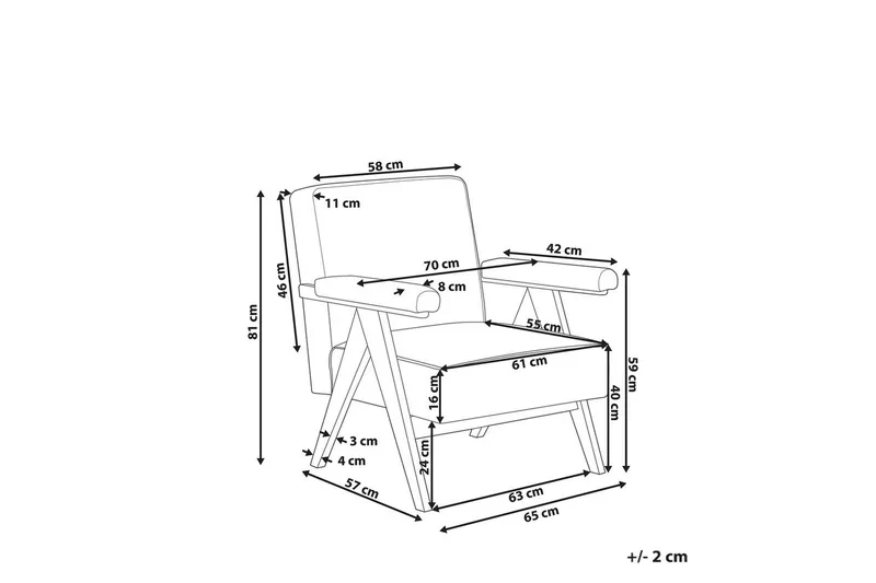Fåtölj Evje - Beige, mörkt trä - Möbler - Stolar & fåtöljer - Fåtölj