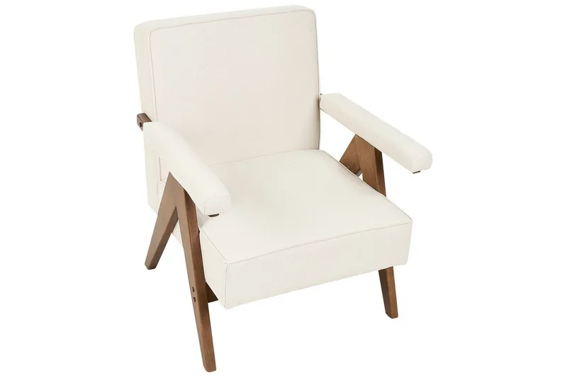 Fåtölj Evje - Beige, mörkt trä - Möbler - Stolar & fåtöljer - Fåtölj