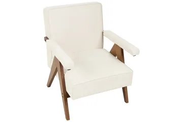 Fåtölj Evje - Beige, mörkt trä - Möbler - Stolar & fåtöljer - Fåtölj
