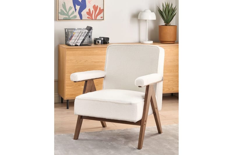Fåtölj Evje - Vitt, mörkt trä - Möbler - Stolar & fåtöljer - Fåtölj