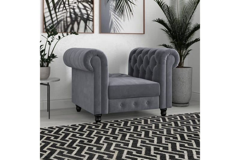 Fåtölj Felix Antracit, Sammet/Trä/Metall - Antracit, Sammet/Trä/Metall - Möbler - Stolar & fåtöljer - Fåtölj