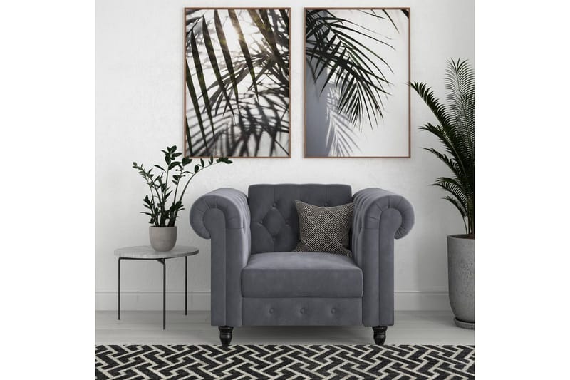 Fåtölj Felix Antracit, Sammet/Trä/Metall - Antracit, Sammet/Trä/Metall - Möbler - Stolar & fåtöljer - Fåtölj