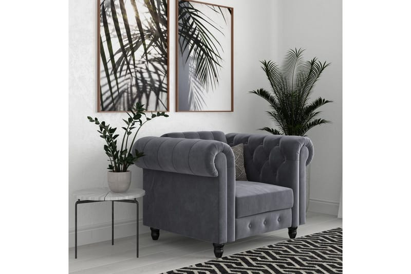 Fåtölj Felix Antracit, Sammet/Trä/Metall - Antracit, Sammet/Trä/Metall - Möbler - Stolar & fåtöljer - Fåtölj