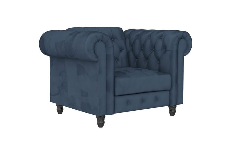 Fåtölj Felix Blå, Sammet/Trä/Metall, Blå, Sammet/Trä/Metall