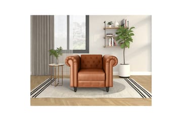 Fåtölj Felix Cognac, PU/trä/metall - Cognac, PU/trä/metall - Möbler - Stolar & fåtöljer - Fåtölj - Skinnfåtölj & läderfåtölj