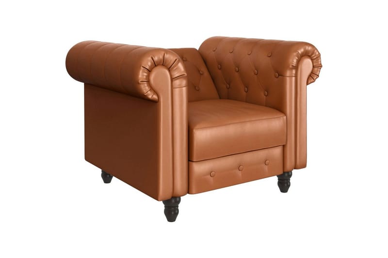 Fåtölj Felix Cognac, PU/trä/metall - Cognac, PU/trä/metall - Möbler - Stolar & fåtöljer - Fåtölj