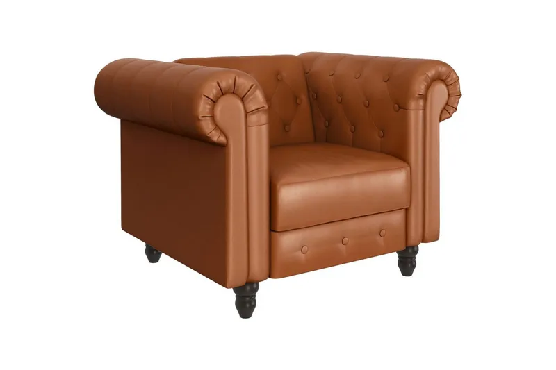 Fåtölj Felix Cognac, PU/trä/metall - Cognac, PU/trä/metall - Möbler - Stolar & fåtöljer - Fåtölj