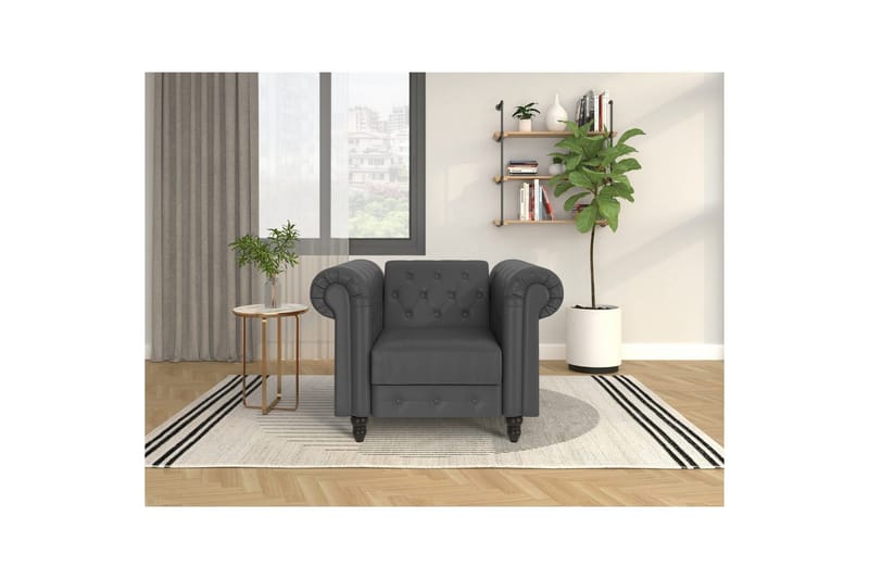 Fåtölj Felix Grå, PU/trä/metall - Grå, PU/trä/metall - Möbler - Stolar & fåtöljer - Fåtölj