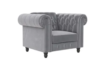 Fåtölj Felix Ljusgrå, Sammet/Trä/Metall