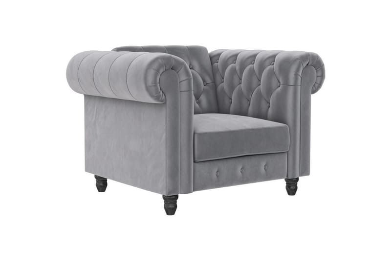 Fåtölj Felix Ljusgrå, Sammet/Trä/Metall - Ljusgrå, Sammet/Trä/Metall - Möbler - Stolar & fåtöljer - Fåtölj