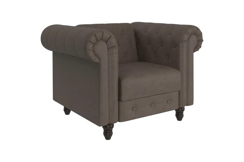 Fåtölj Felix Mörkbrun, Mikrofiber/Trä/Metall, Mörkbrun, Mikrofiber/Trä/Metall