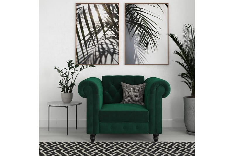 Fåtölj Felix Mörkgrön, Sammet/Trä/Metall - Mörkgrön, Sammet/Trä/Metall - Möbler - Stolar & fåtöljer - Fåtölj