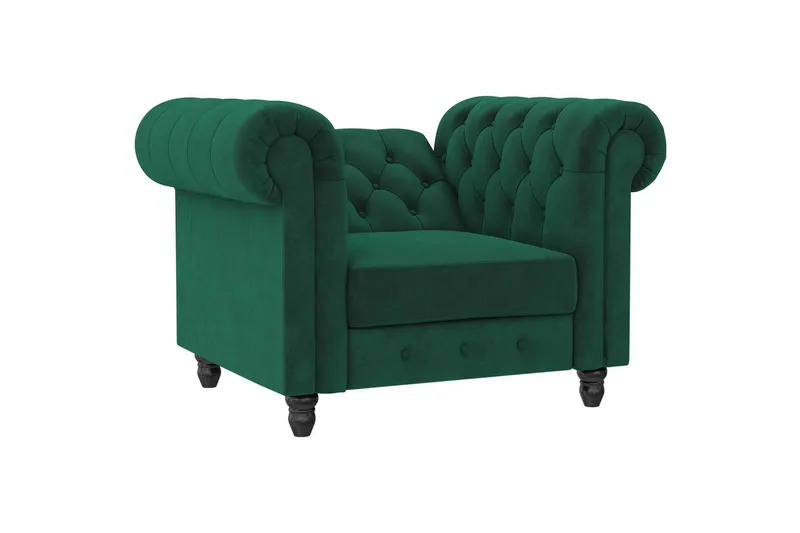 Fåtölj Felix Mörkgrön, Sammet/Trä/Metall - Mörkgrön, Sammet/Trä/Metall - Möbler - Stolar & fåtöljer - Fåtölj