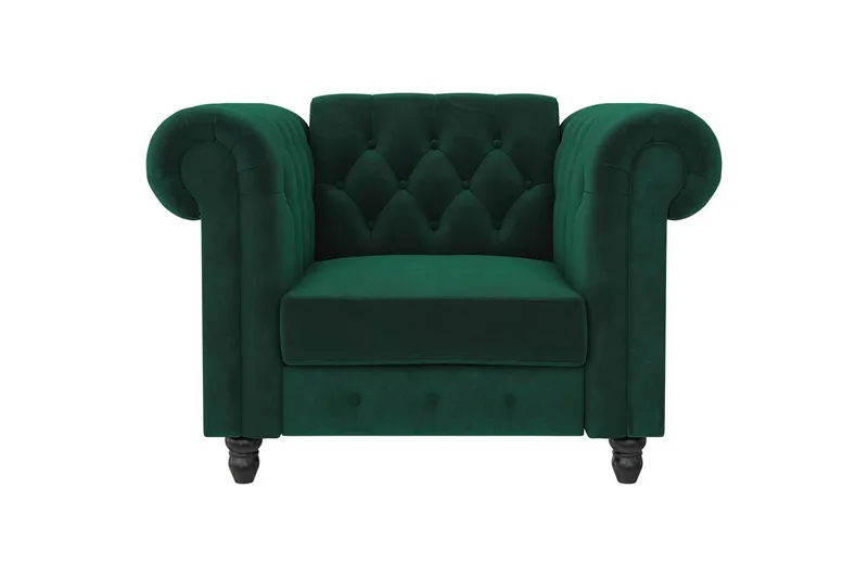 Fåtölj Felix Mörkgrön, Sammet/Trä/Metall - Mörkgrön, Sammet/Trä/Metall - Möbler - Stolar & fåtöljer - Fåtölj