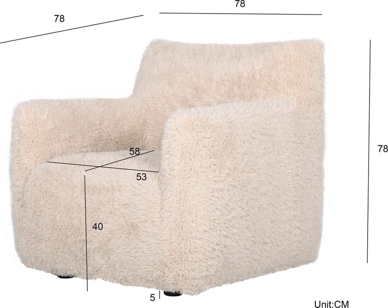 Fåtölj fluffig beige tygklädsel - beige - Möbler - Stolar & fåtöljer - Fåtölj