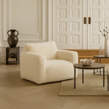 Fåtölj fluffig beige tygklädsel - beige - Möbler - Stolar & fåtöljer - Fåtölj