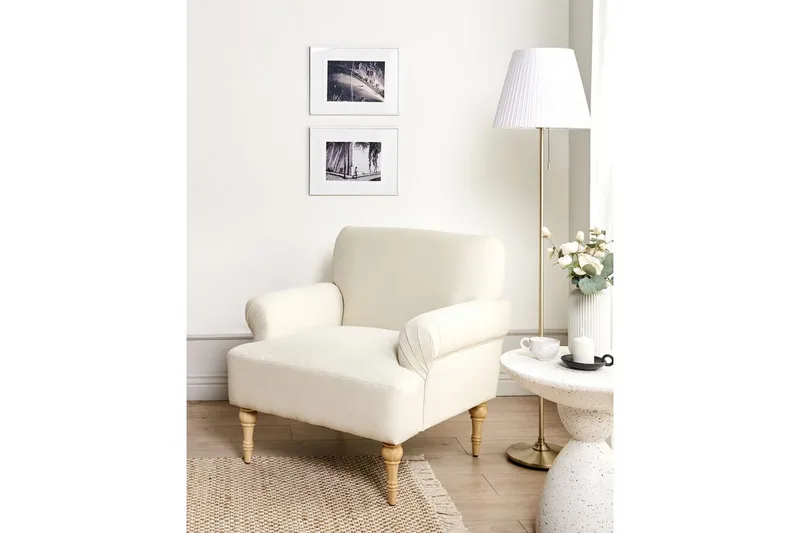 Fåtölj Fredros - Beige, ljust trä - Möbler - Stolar & fåtöljer - Fåtölj