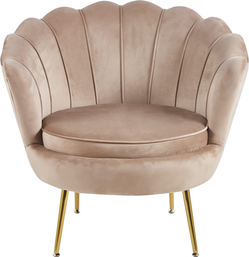 Fåtölj i mörk beige sammet/mässing - Kingsley, undefined