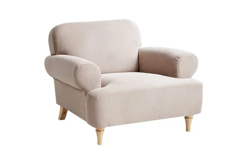 Fåtölj Kiberg - Taupe, ljust trä - Möbler - Stolar & fåtöljer - Fåtölj