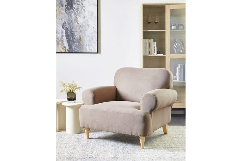 Fåtölj Kiberg - Taupe, ljust trä - Möbler - Stolar & fåtöljer - Fåtölj