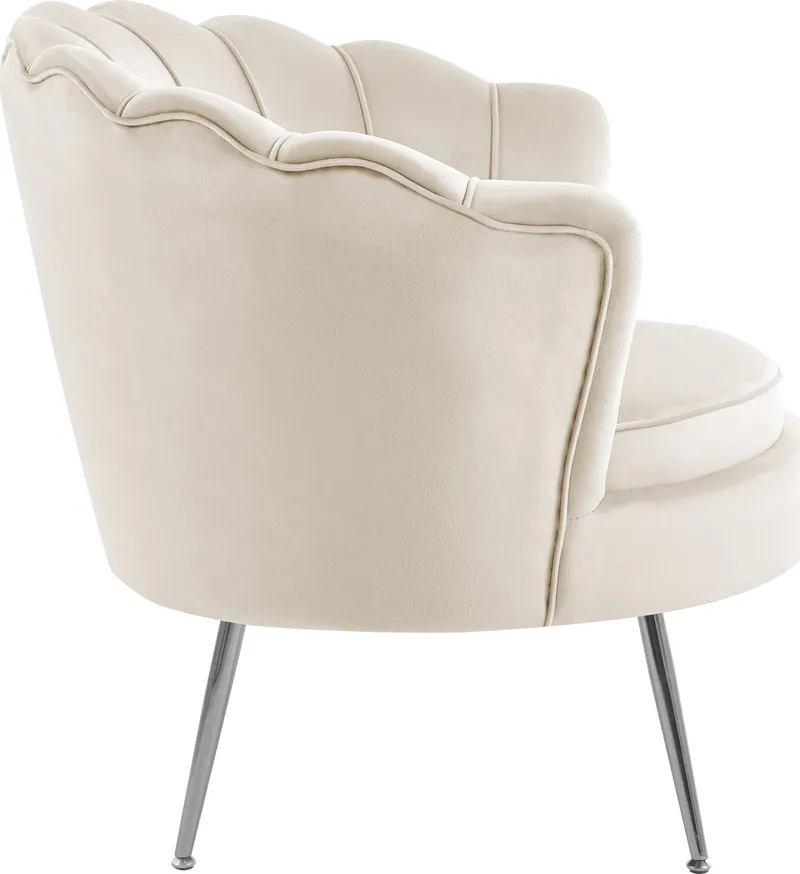 Fåtölj Kingsley i Sammet - Beige / krom - Möbler - Stolar & fåtöljer - Fåtölj