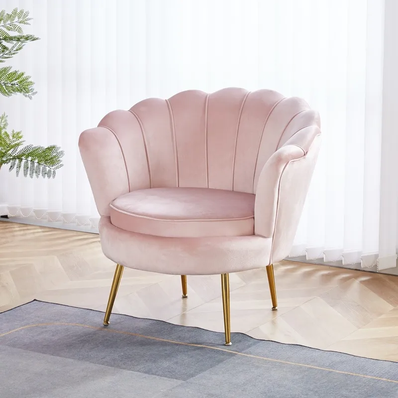 Fåtölj Kingsley i Sammet - Rosa / mässing - Möbler - Stolar & fåtöljer - Fåtölj