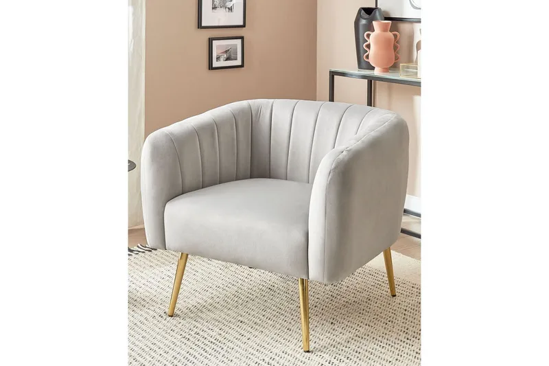 Fåtölj Laconia - Grå, guld - Möbler - Stolar & fåtöljer - Fåtölj