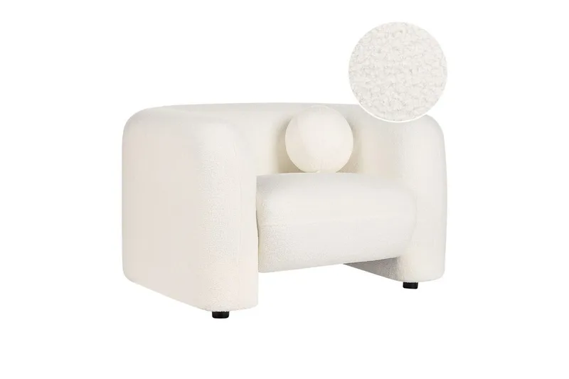 Fåtölj Leiren, Vit/Bouclé