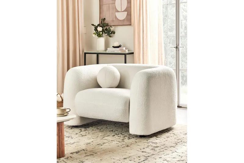 Fåtölj Leiren - Vit/Bouclé - Möbler - Stolar & fåtöljer - Fåtölj
