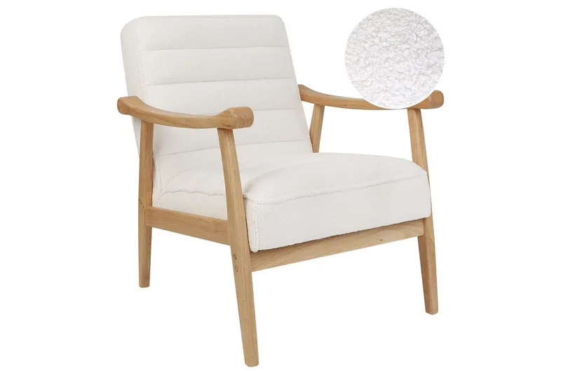 Fåtölj Leknes, Vit, ljust trä