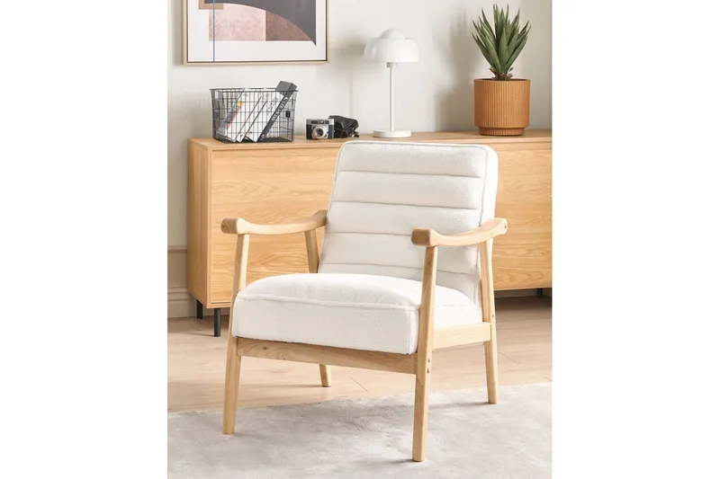 Fåtölj Leknes - Vit, ljust trä - Möbler - Stolar & fåtöljer - Fåtölj