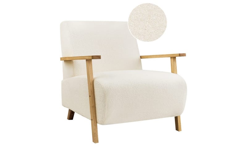 Fåtölj Lesja - Beige, ljust trä/Bouclé - Möbler - Stolar & fåtöljer - Fåtölj