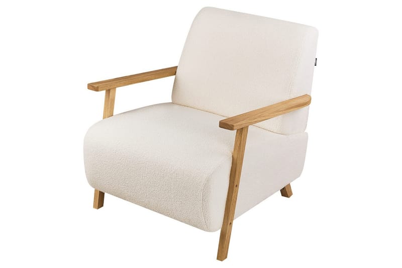 Fåtölj Lesja - Beige, ljust trä/Bouclé - Möbler - Stolar & fåtöljer - Fåtölj