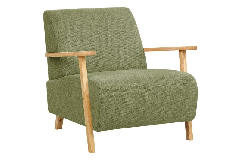 Fåtölj Lesja, Grönt, ljust trä/Polyester