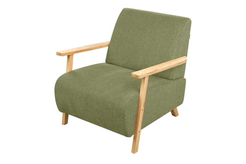 Fåtölj Lesja - Grönt, ljust trä/Polyester - Möbler - Stolar & fåtöljer - Fåtölj