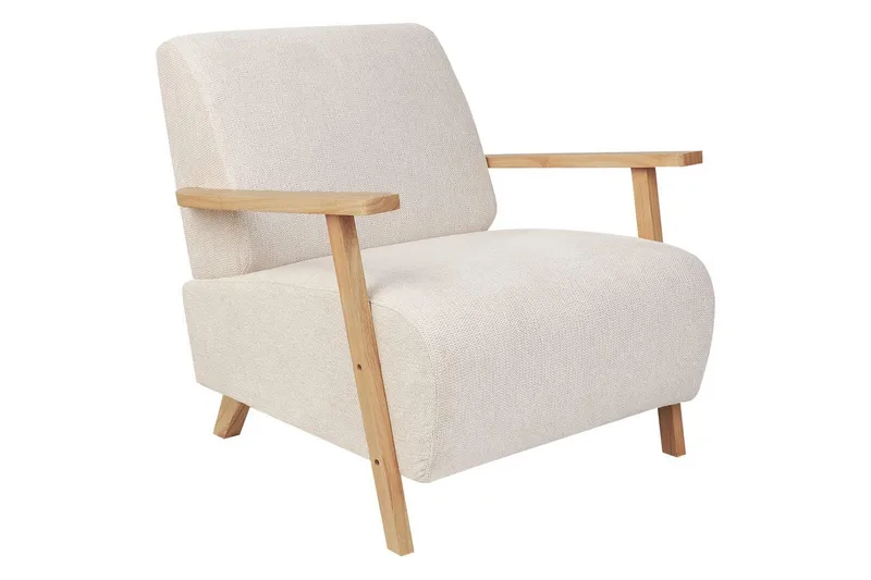 Fåtölj Lesja, Ljusbeige, ljust trä/Polyester