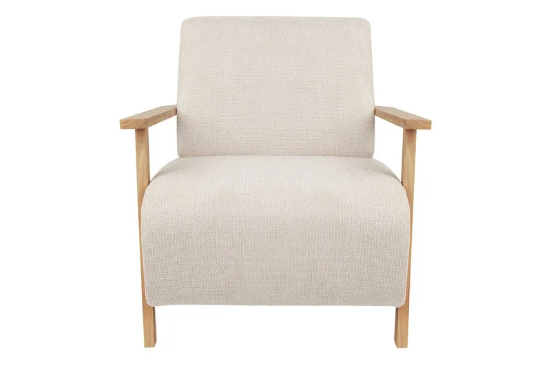 Fåtölj Lesja - Ljusbeige, ljust trä/Polyester - Möbler - Stolar & fåtöljer - Fåtölj