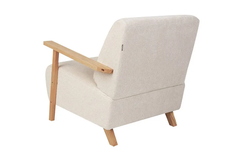 Fåtölj Lesja - Ljusbeige, ljust trä/Polyester - Möbler - Stolar & fåtöljer - Fåtölj