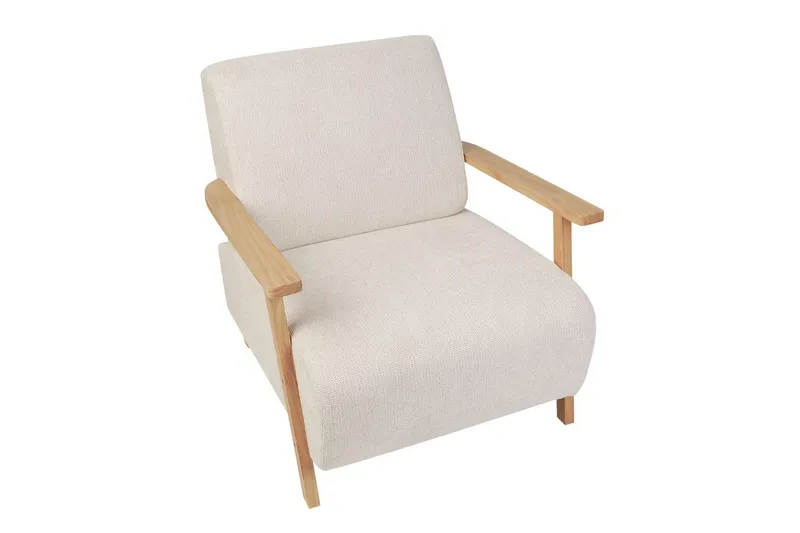 Fåtölj Lesja - Ljusbeige, ljust trä/Polyester - Möbler - Stolar & fåtöljer - Fåtölj