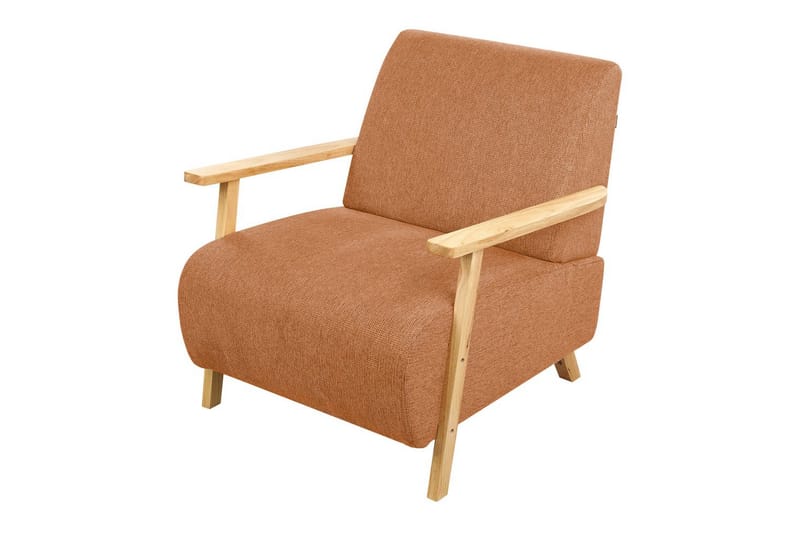 Fåtölj Lesja - Orange, ljust trä/Polyester - Möbler - Stolar & fåtöljer - Fåtölj
