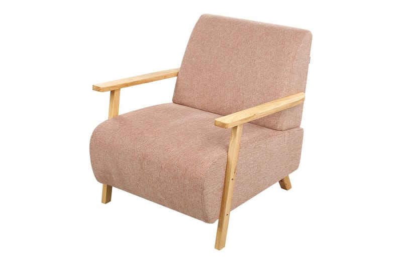 Fåtölj Lesja - Rosa, ljust trä/Polyester - Möbler - Stolar & fåtöljer - Fåtölj