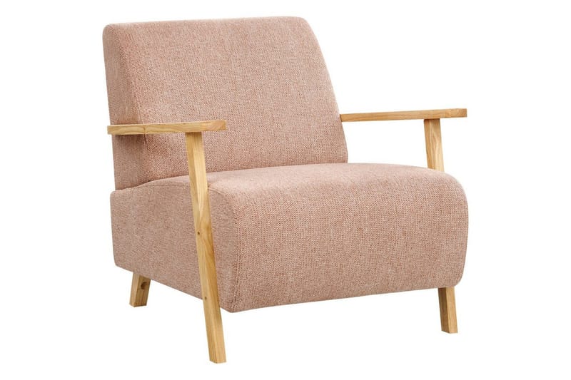Fåtölj Lesja - Rosa, ljust trä/Polyester - Möbler - Stolar & fåtöljer - Fåtölj