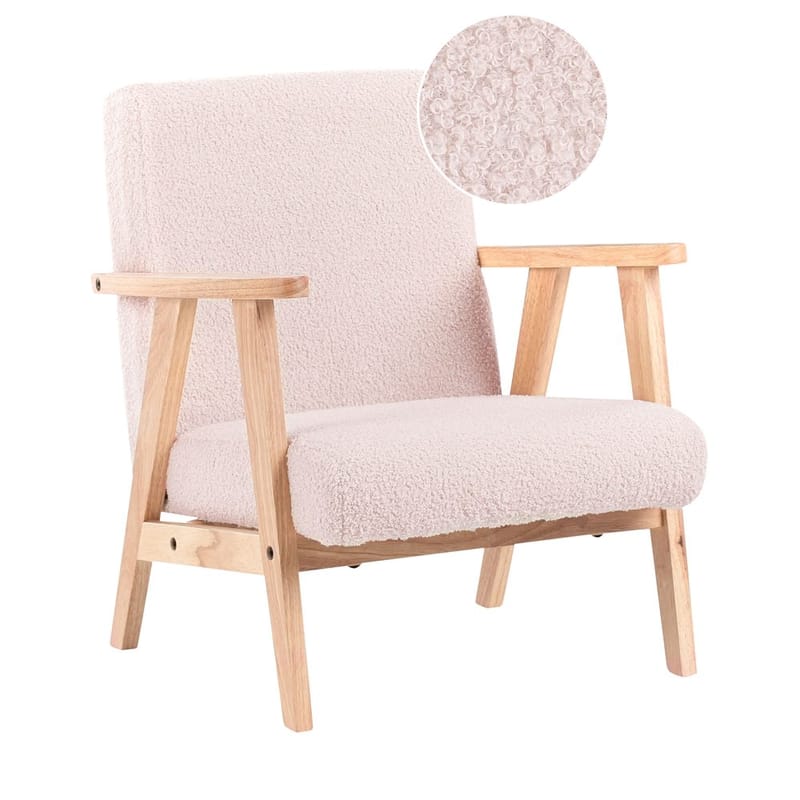 Fåtölj Linde, Rosa, ljust trä