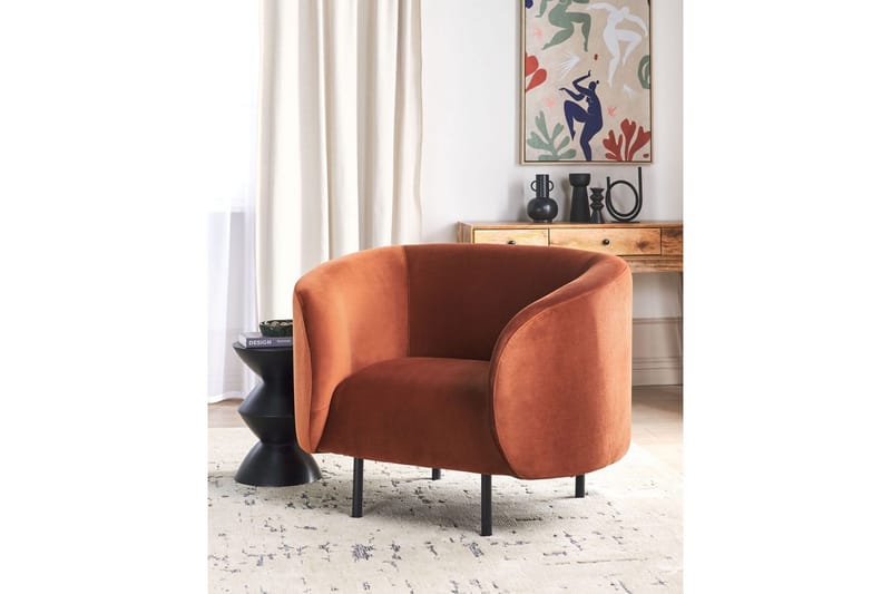 Fåtölj Loen - Orange, svart/Sammet - Möbler - Stolar & fåtöljer - Fåtölj