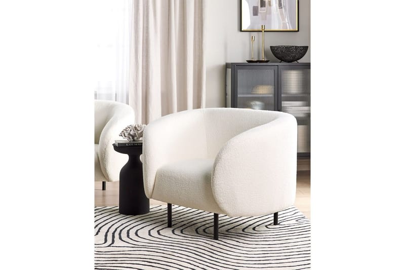 Fåtölj Loen - Vit, Svart/Bouclé - Möbler - Stolar & fåtöljer - Fåtölj