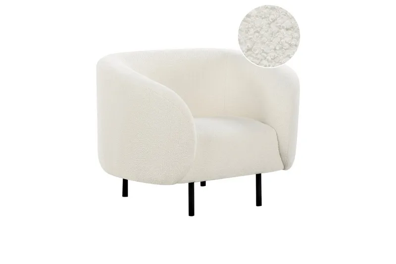 Fåtölj Loen, Vit, Svart/Bouclé