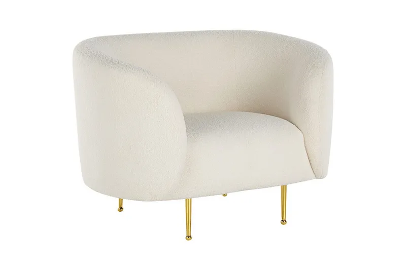 Fåtölj Loen - Vitt, guld/Bouclé - Möbler - Stolar & fåtöljer - Fåtölj